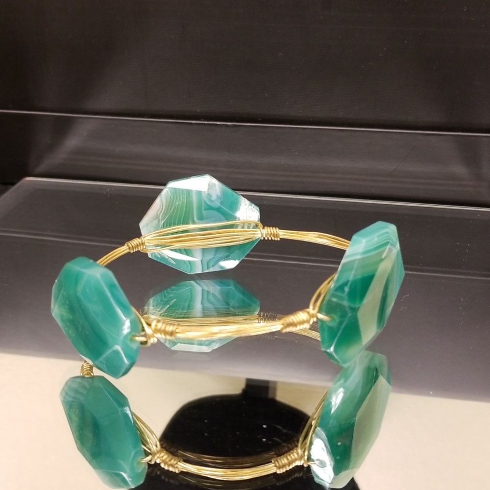 Stone and brass bracelet